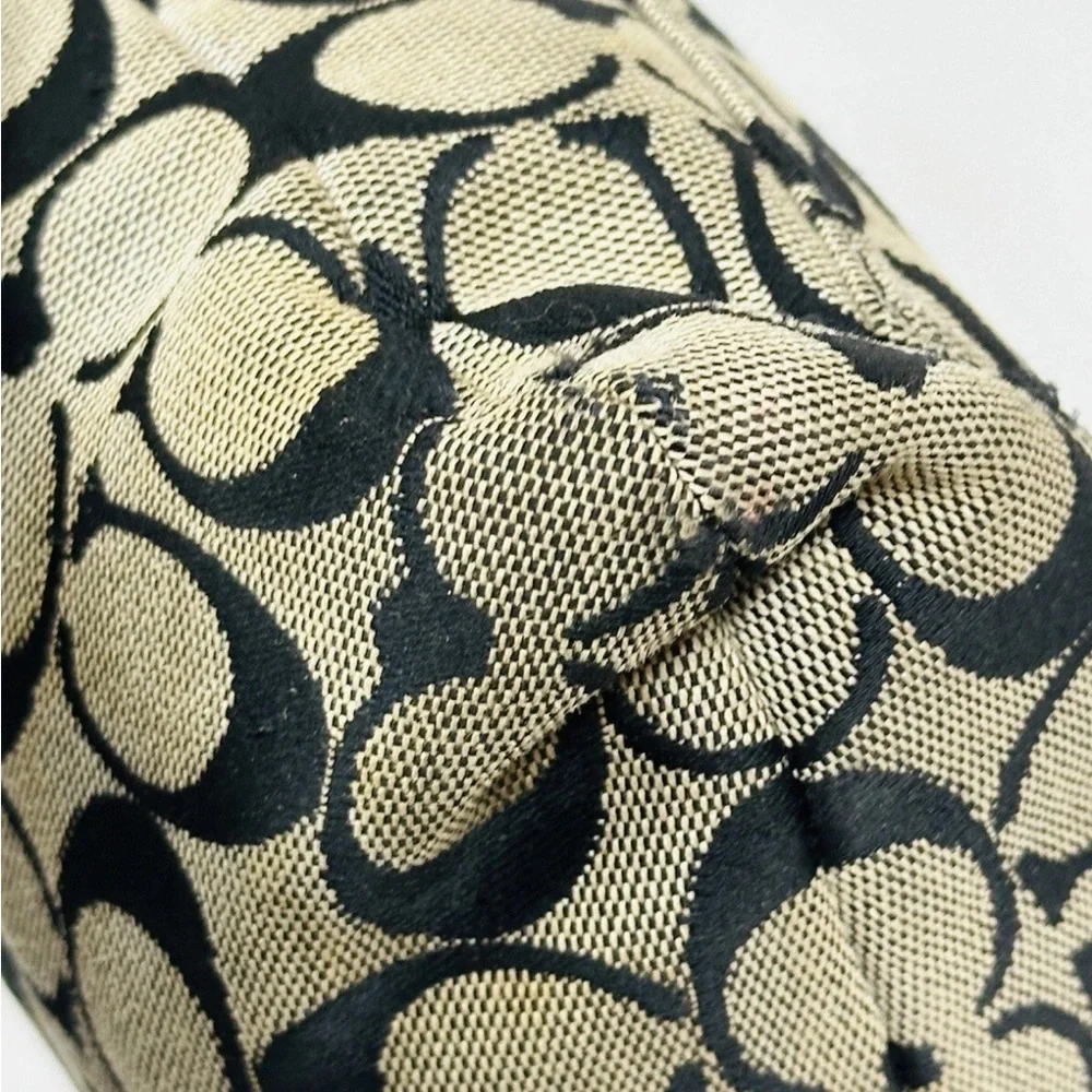 Coach Black and Tan Signature Shoulder Bag